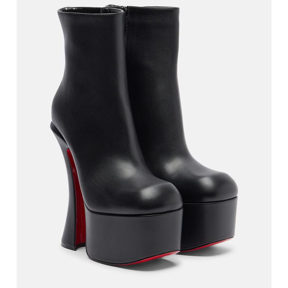 Christian Louboutin Aquabootie 160 Black Leather Platform Block Heel Bootie 40 - Picture 7 of 16